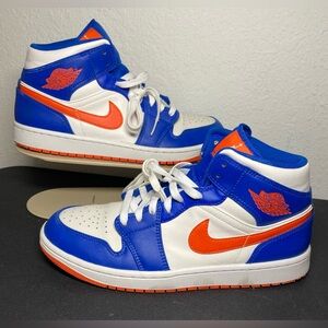 Nike Air Jordan 1 Mid “Knicks”  Size 9.5 Mens Blue / Orange FD1029-400